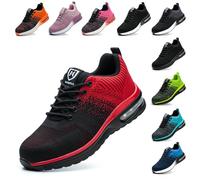 Baofular Zapatos de Seguridad Hombre Mujer Calzado de Seguridad Ligero Comodo Zapatillas de Seguridad con Punteras de Acero Transpirable Antideslizante Rojo 46 EU 280