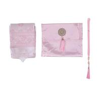 BAOFUYA Alfombra de Oración Islámica, Suave y Cómoda, Portátil, Estera de Meditación para Oración de Viaje con Bolsa de Almacenamiento de Borlas, Cuentas de Oración para Mujeres, (Pink)