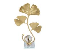 BAOFUYA Arte de la Hoja de Metal Exquisito Control de la Bola de Cristal de Hojas de Hierro para Oficina, Estantes, Escritorios (hoja de ginkgo)