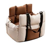 BAOFUYA Asiento de Coche para Perros, Asiento de Coche de Viaje Lavable para Mascotas, Inferior Impermeable para Mascotas, Cama con Bolsillos de Almacenamiento para Camionetas (Beige+Café)