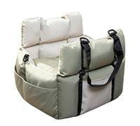 BAOFUYA Asiento de Coche para Perros, Asiento de Coche de Viaje Lavable para Mascotas, Inferior Impermeable para Mascotas, Cama con Bolsillos de Almacenamiento para Camionetas (Verde+Beige)