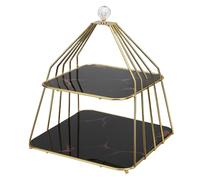 BAOFUYA Bandeja de 2 Niveles, Soporte para Cupcakes de 2 Niveles, Elegante Expositor de Postres, Soporte para té de la Tarde para Frutas, Pasteles, Aperitivos Nan (BLACK)