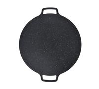 BAOFUYA Bandeja de Parrilla Redonda Resistente Al Calor de la Parrilla de Barbacoa sin Estribo para Panqueques de Panceta de Cerdo, Placa de Barbacoa de Hierro Premium para Acampar y Entusiastas de