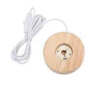 BAOFUYA Base de Luz LED, Base de Pantalla LED de Madera de Roble, 8 Cm, 3,1 Pulgadas, Redonda, Alimentada por USB, Luz Cálida para Arte en Vidrio, Exhibición de Joyería de Estatua 3D Acrílica, (#1)