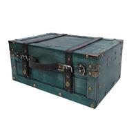 BAOFUYA Baúl de Equipaje Vintage de Madera, Caja de Maleta con Mango de Cuero PU con Tapa con Bisagras para Colección de Joyas, Accesorios de Fotografía (Retro Verde Grande)