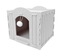 BAOFUYA Cama de Gato de Fieltro con Pelota Colgante, Condo de Dos Niveles | Escondite para Gato de Interior para Sueño Profundo, Percha de Parte Superior Abierta para Tomar el Sol, Material de