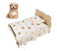 BAOFUYA Cama Grande de Madera para Perros, Estructura Reforzada con Marco de Madera, Cama para Dormir de Gatos, Perros, Conejos, Animales Pequeños