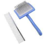 BAOFUYA Cepillo Más Pulido para Perros, Cepillo Profesional para la Capa Inferior de Mascotas de 20 Cm, Peine para Quitar Pelos Sueltos que Promueve el Crecimiento del Cabello en ángulo (BLUE)