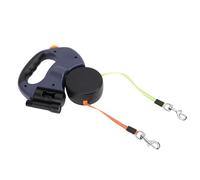 BAOFUYA Correa de Retráctil Doble, Correa de Doble Cabeza para Mascotas con Luz Nocturna para Dos Perros Que Caminan Al Aire Libre (Azul Oscuro)