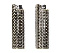 BAOFUYA Estuche de Metal para Encendedor, 2 Piezas, Cubierta para Encendedor, Diseño Ahuecado Vintage de Metal para Soporte de Cubierta Protectora J6, Otros Coleccionables (Bronce)