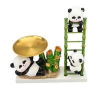 BAOFUYA Hermosa escultura: Bandeja Decorativa de Soporte de Llave de Resina de Albonbon Harz, Almacenamiento de Refrigerios Hechos a Mano para Escritorio de Oficina (7303C - 01 panda)