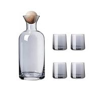 BAOFUYA Juego de Jarra de Vidrio, Jarra de Vidrio Grueso con 4 Tazas, Juego de de Agua Junto a la Cama de 1200 Ml con Vasos Estampados, Multicolor para Mesita de Noche, Baño, Comedor (#3)