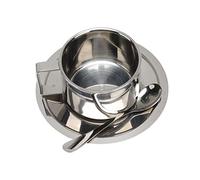 BAOFUYA Juego de Tazas de café de Doble Pared, Tazas Aisladas de Acero Inoxidable, 200 Ml, 6,8 Oz, con Tapa y Cuchara para café con Leche Caliente, Capuchino, té, Leche, Hogar, Oficina, Cafetería,