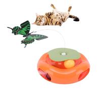 BAOFUYA Juguete de Teaser de Gato Interactivo, Juguete Automático de Ejercicio de Pelota Divertida con Mariposa Flutter para Gatitos de Gatos Interiores