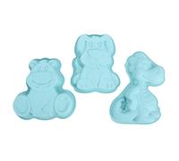 BAOFUYA Molde para Hornear de Silicona con Dibujos Animados de 3 Uds, Herramienta de Molde de Silicona con Forma de Perro Hipopótamo de Dinosaurio para Decoración de Pasteles, (GREEN)