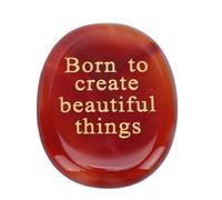 BAOFUYA Piedra Curativa Grabada, Mejora la Confianza, Fácil de Llevar, Tamaño Portátil, Piedra de Preocupación de ágata Roja para Amigos, Regalo Motivacional