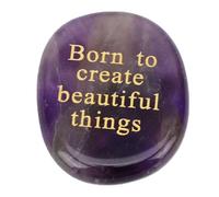 BAOFUYA Piedra Grabada de Amatista, Piedra de Cristal Curativa Inspiradora, Bolsillo para Alentar la Preocupación, Roca para Mujeres, Hombres, Amigos, Alivio de la Ansiedad, Regalos de