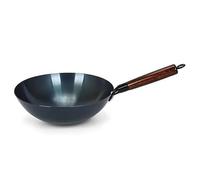 BAOFUYA Wok de Hierro Tradicional, Sartén China de Fondo Redondo, Hierro Refinado sin Recubrimiento con un, Distribución Uniforme del Calor para Cocina Casera y Restaurante (38cm)