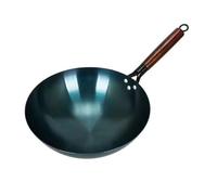 BAOFUYA Wok de Hierro Tradicional, Sartén China de Fondo Redondo, Hierro Refinado sin Recubrimiento con un, Distribución Uniforme del Calor para Cocina Casera y Restaurante (34cm)