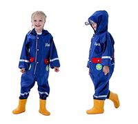 Baogaier Bebé Impermeables Lluvia Niños Chubasqueros Lluvia Poncho Chaquetas Capa Infantil Encapuchado Mono Bolsillo Patrón Animal Reflectante Abrigos Impermeables Niñitos Chico 1-2 años Azul Marino