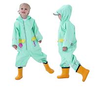 Baogaier Chubasqueros Lluvia Niños Niñas Chaquetas Impermeables Poncho Traje de Charco Capa Infantil Encapuchado Mono Bolsillo Reflectante Abrigos Impermeables Niñitas Chica 4-6 años Verde Sirena