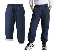 Baogaier Impermeables Pantalones de Softshell con Forro Polar para niños y niñas, Invierno Térmicos Pantalon de Lluvia para Senderismo, Trekking, Esquí Exteriores Ropa 7-8 años, Azul Marino