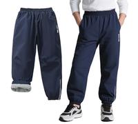 Baogaier Impermeables Pantalones de Softshell con Forro Polar para niños y niñas, Invierno Térmicos Pantalon de Lluvia para Senderismo, Trekking, Esquí Exteriores Ropa 5-6 años, Azul Marino