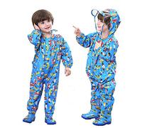 Baogaier Impermeables para Bebé Niños Chubasqueros Chaquetas Capa de Lluvia Encapuchado Mono de Bolsillo Autobús Reflectante Abrigos Impermeables 1-3 años - Azul