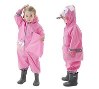 Baogaier Impermeables para Niñas Chubasqueros Chaquetas Capa de Lluvia Encapuchado Mono de Bolsillo Rosado Mono Reflectante Abrigos Impermeables Niños 4-6 años - Rosa