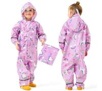 Baogaier Impermeables para Niñas Chubasqueros Chaquetas Ligero Capa de Lluvia Encapuchado Mono de Bolsillo Estampados Reflectante Abrigos Impermeable Ropa Niños 3-5 años, Caballo Púrpura