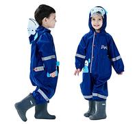 Baogaier Impermeables para Niñas Niños Chubasqueros Chaquetas Capa de Lluvia Encapuchado Mono de Bolsillo Azul Marino Mono Reflectante Abrigos Impermeables Unisex Bebé 2-4 años - Azul Marino