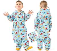 Baogaier Impermeables para Niños Chubasqueros Chaquetas Ligero Capa de Lluvia Encapuchado Mono de Bolsillo Estampados Reflectante Abrigos Impermeable Ropa Niños 1-3 años, Coche azul claro