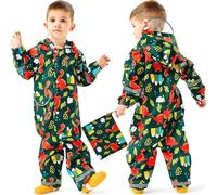 Baogaier Impermeables para Niños Chubasqueros Chaquetas Ligero Capa de Lluvia Encapuchado Mono de Bolsillo Estampados Reflectante Abrigos Impermeable Ropa Niños 7-9 años, Dinosaurio Verde