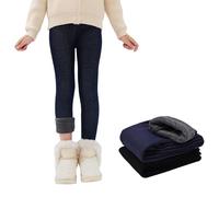 Baogaier Leggings Térmicas para Niña, Cómodos Algodón Legging con Forro Polar, Infantiles Suaves Mallas Elásticos Calentitos Invierno Largos Pantalones Niños Ropa para 6-7 Anos, Azul Marino