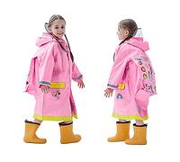 Baogaier Niñas Niños Impermeables Chubasqueros Lluvia Chaquetas Poncho Traje de Charco Capa Infantil Encapuchado Mono Bolsillo Reflectante Abrigos Impermeables Niñitas Chica 3-4 años Rosa Unicornio