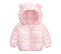 Baogaier Niños Chaqueta Invierno, Impermeable cortavientos Rosa Claro Sólido Brillante Niña Niños Abrigo Plumifero con Capucha y bolsillos, Ligero Deportiva Infantil Ropa 3-4 Años