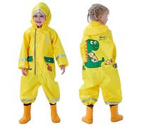 Baogaier Niños Chubasqueros de Lluvia Impermeables Chaquetas Poncho Traje de Charco Capa Infantil Niñas Encapuchado Mono Bolsillo Reflectante Abrigos Impermeables Unisex Chico Chica 4-6 años Amarillo