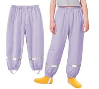 Baogaier Pantalon de Lluvia para Niñas, Impermeables y Resistentes al Viento, Violeta Pantalones Transpirables Reflectante para Barro, sin Forro, Trekking Montaña Pantalones para Niña 1-2 años
