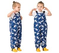 Baogaier Pantalon de lluvia para Niños, Peto Impermeables infantil y Resistentes al Viento, Caballo azul marino Pantalones Ligero Transpirables Reflectante para barro, sin forro, para Niña 4 años