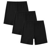 Baogaier Pantalones Cortos para niña, Pack de 3, Algodón Transpirable Short de Ciclismo Verano Pantalón Suaves Leggings Cortos para Deporte, Colegio, Danza y Escuela, 10-12 años, Negro