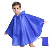 Baogaier Poncho Impermeable Niño Niñas Ligero y Resistente Unisex Chubasqueros Capa Chaquetas de Lluvia Abrigos con Capucha Infantiles Exteriores Impermeables Ropa para 11-14 años, Azul