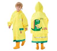 Baogaier Poncho Impermeable para Niños Capa de Lluvia Encapuchado Chubasqueros Ligero Transpirable Fácil Secado Chaquetas Impermeables con Rayas Reflectantes Unisex Chico Chica 6-8 Años Amarillo XL