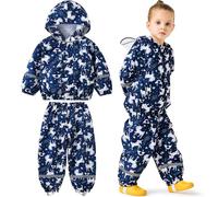 Baogaier Traje de Lluvia Impermeable para Niñas, Conjunto de Chaqueta y Pantalón de Lluvia Ligero, Exteriores Impermeables con Reflectante, Antiviento Chubasquero para 2-3 años, Unicornio Azul