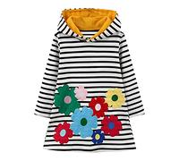 Baogaier Vestido Capucha Niña Mangas Largas Sudadera Algodón Vestidos Blanco Negro Raya Flor Aplique Pullover Tops Túnica Suéter Casual Primavera Otoño Invierno Hoodie Ropa para Niñas 6-7 años