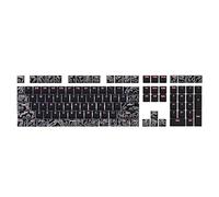baojielai 108 teclas de sublimación de tinta, línea blanca, impresión frontal, retroiluminada, brilla a través de teclas para teclado