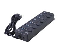 baojielai Adaptador USB 3.0 con 7 puertos, interruptores individuales y luces LED, cable de 30 cm para PC, portátil, consolas de juegos