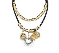 baojielai Collar de aleación con colgante de corazón hueco para apilar joyas diarias y accesorios de moda