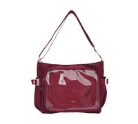 baojielai Elegante bolsa cruzada universitaria de gran capacidad, soporte transparente para insignias, correa de hombro ergonómica, práctica bolsa de nailon, Re, as the pic show