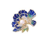 baojielai Elegante broche de flor de peonía para mujer con adornos esmaltados y perlas, accesorio de joyería para banquetes o fiestas, 5*4cm, Metal, No es una piedra preciosa