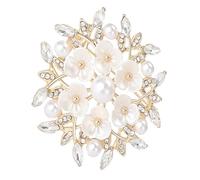 baojielai Elegante broche de flores con perlas para mujer, accesorio de joyería de moda para bodas y fiestas, as the pic show, Aleación, perlas de imitación, No es una piedra preciosa